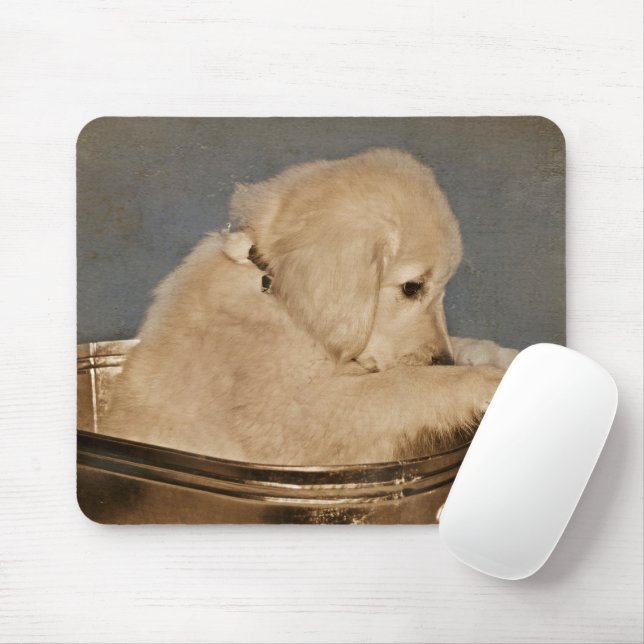 Tapis De Souris Golden Retriever in Retro Washbath (Avec souris)
