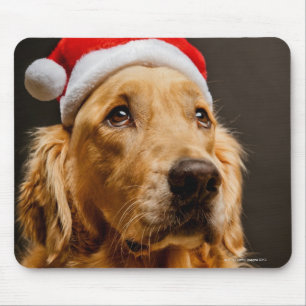 Tapis De Souris Golden retriever posant pour son Noël