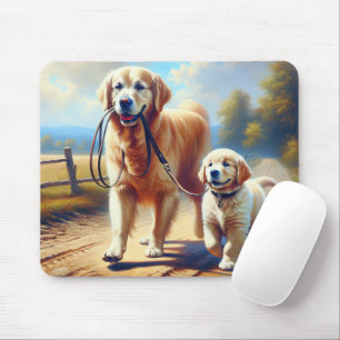 Tapis De Souris Golden Retrievers Out for a Walk