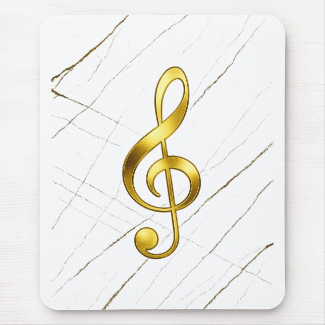 Tapis De Souris Golden Treble Clef Marble Music Tech (Devant)