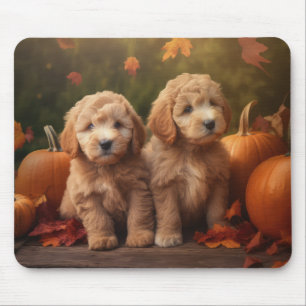 Tapis De Souris Goldendoodle Chiot Automne Citrouille délice