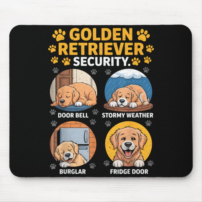 Tapis De Souris Goldens Tee Golden Retriever Security Funny  (Devant)
