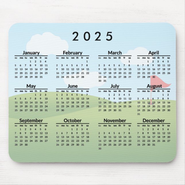 Tapis De Souris Golf Course Design 2025 Calendrier Mousepad (Devant)