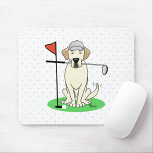 Tapis De Souris Golf Golfing Yellow Lab Labrador Retriever Chien