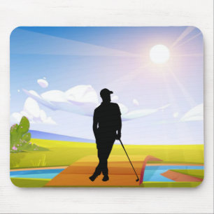 Tapis De Souris Golf Mousepad avec Silhouette Golfer