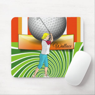 Tapis De Souris Golfer Balls Green Stripe  Mouse Pad! Mouse Pad