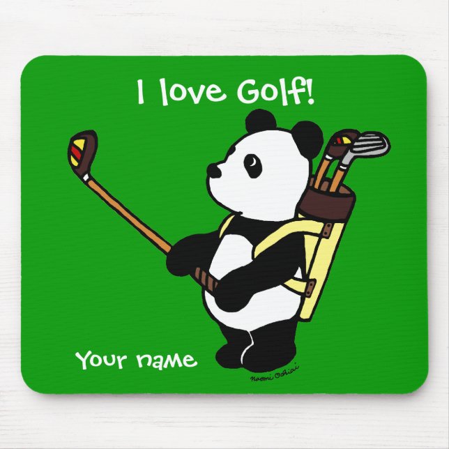Tapis De Souris Golfeur personnalisé de panda de Kawaii (Devant)