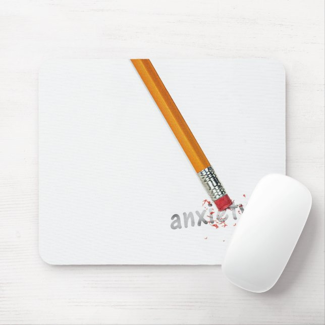 Tapis De Souris Gomme de crayon avec texte anxieux (Avec souris)