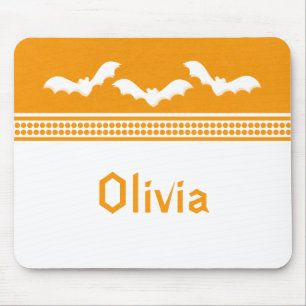 Tapis De Souris Gone Batty Halloween Mousepad, orange et blanc