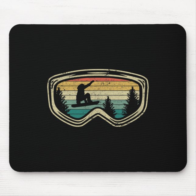 Tapis De Souris Googles de snowboard Big Air Silhouette Arbres rét (Devant)