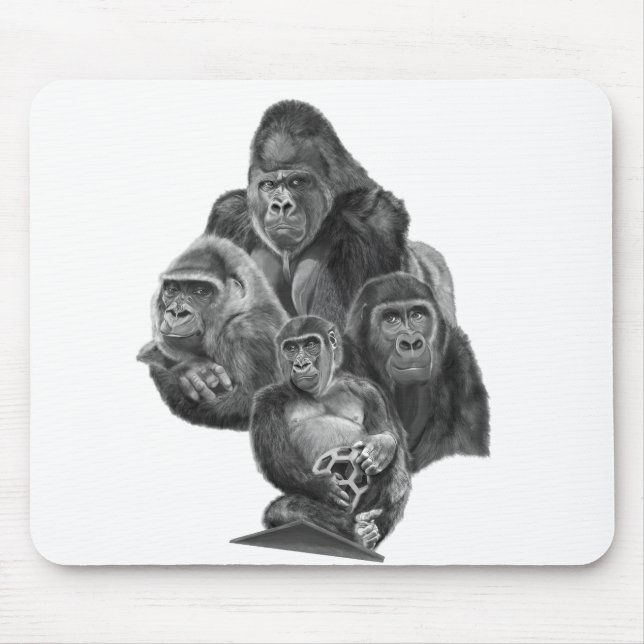 Tapis De Souris Gorilla Family Mouse Pad  ゴリラ家族のマウスパッド GorillaLife (Devant)