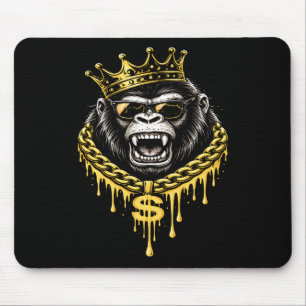 Tapis De Souris Gorille de Style de Rue avec Couronne et Chaîne en