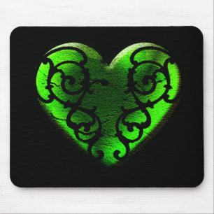 Tapis De Souris Goth St. Patrick's Day Coeur vert