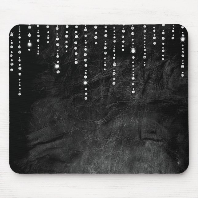 Tapis De Souris goutte de diamant sur cuir noir (Devant)
