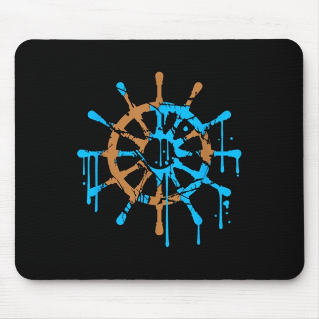 Tapis De Souris Gouvernail de bateau de marin Graffiti gouttes Voi (Devant)
