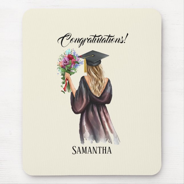Tapis De Souris Graduation personnalisée en aquarelle (11) (Devant)