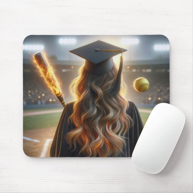 Tapis De Souris Gradué avec softball et chauve-souris (Avec souris)