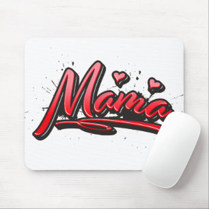 Tapis de souris graffiti cœur rouge maman