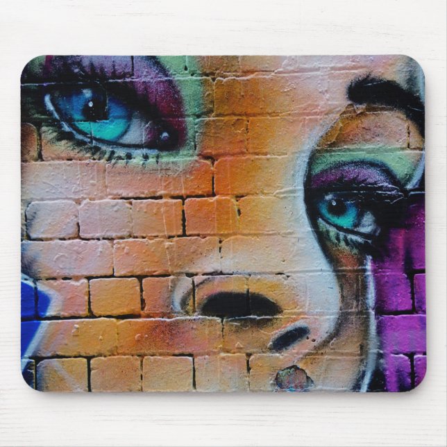 Tapis De Souris Graffiti Girl Purple Blue Joli yeux (Devant)