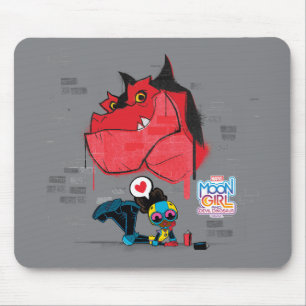 Tapis De Souris Graffiti Lune Girl and Devil Dinosaur Peinture