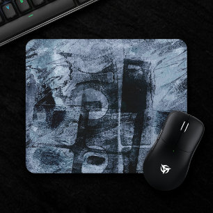 Tapis De Souris Graffiti peint Grunge Dark Navy et Denim Blue