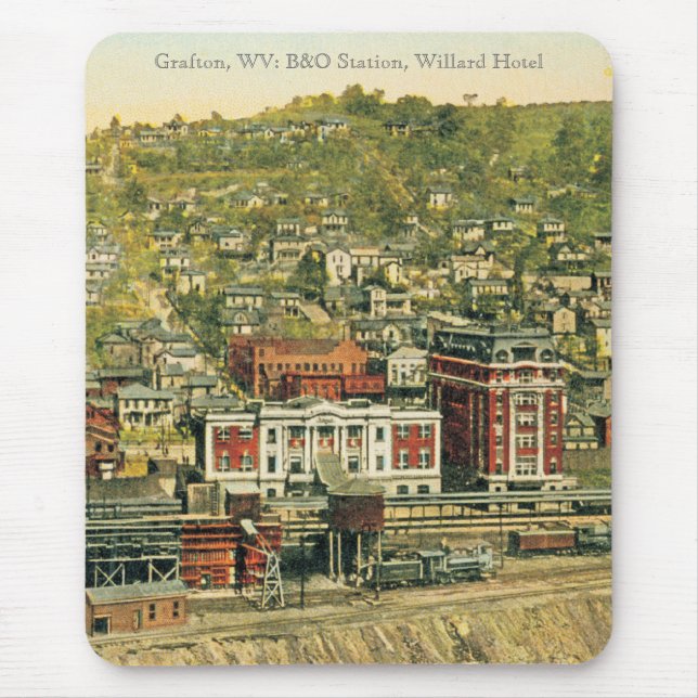 Tapis De Souris Grafton, WV : Station de B&O, hôtel de Willard (Devant)