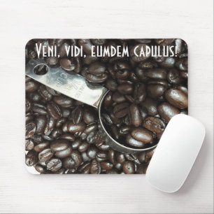 Tapis De Souris Grains de café rôtis avec la photographie argent