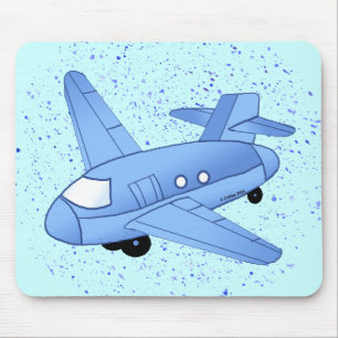 Tapis De Souris Grand Avion Bleu