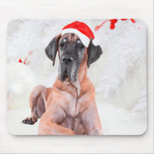 Tapis De Souris Grand chien Danse Casquette Joyeux Noël