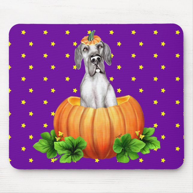 Tapis De Souris Grand Dane Halloween noir UC Dane-O-Lantern (Devant)