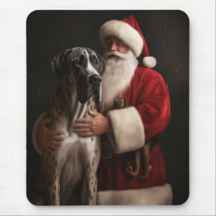 Tapis De Souris Grand Danois avec le Père Noël Noël Festif