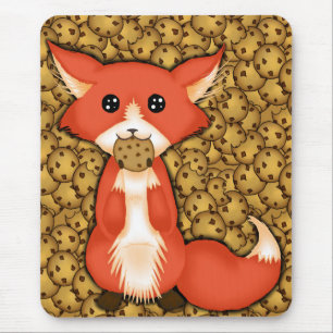 Tapis De Souris Grand Fox observé mignon mangeant un biscuit