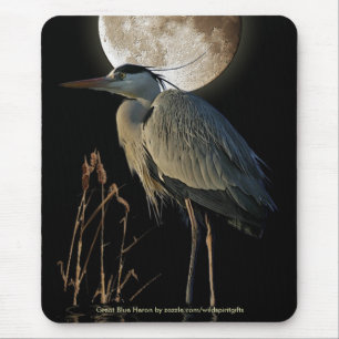 Tapis De Souris GRAND HERON BLEU & MOON Mousepad