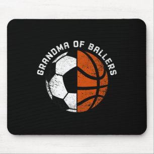 Tapis De Souris Grand-Mère De Ballers Fun Soccer Basketball Grandm