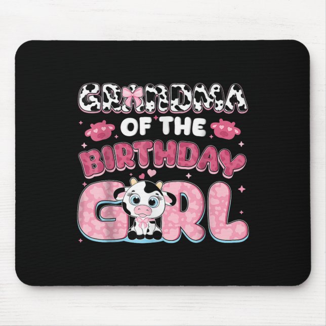 Tapis De Souris Grand-Mère De L'Anniversaire Fille Ferme Vache Gra (Devant)