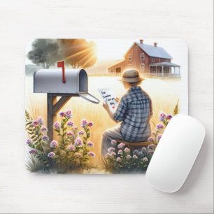 Tapis De Souris Grand-mère lit une lettre de grand-enfant