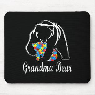 Tapis De Souris Grand-mère sensibilisée à l'autisme ourson soutien