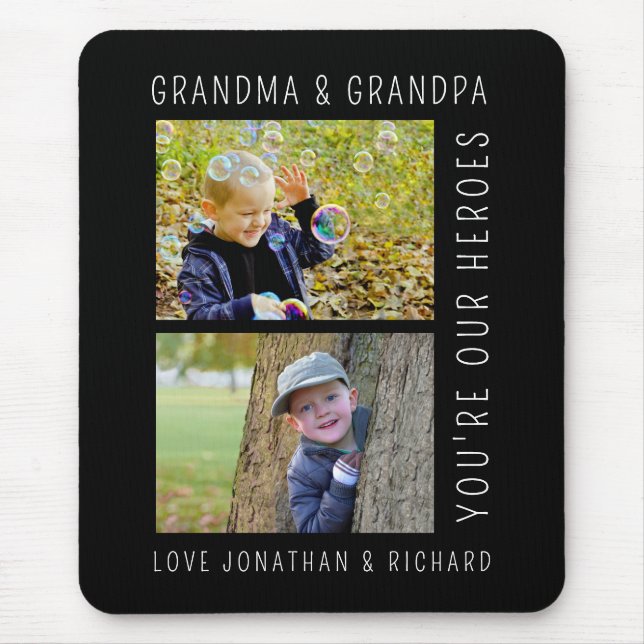Tapis De Souris Grand-parents "Vous êtes nos héros" Photo (Devant)