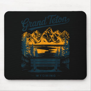 Tapis De Souris Grand Teton Wyoming Vue Scénique de Voyage Vintage