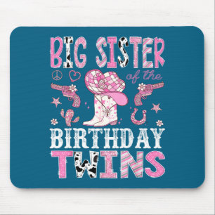 Tapis De Souris Grande Sœur Des Jumeaux D'anniversaire Nk Cowgirl