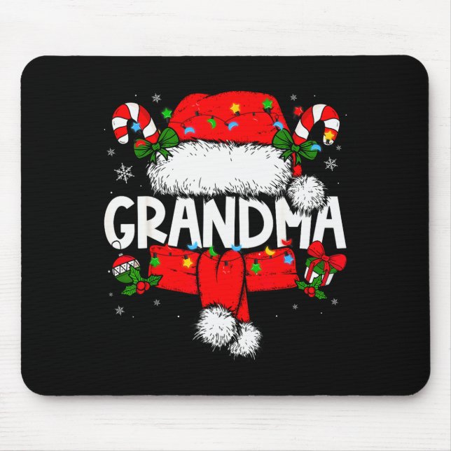 Tapis De Souris Grandma Christmas Pajama Santa Claus Family Matchi (Devant)