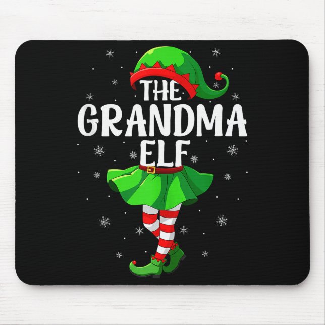 Tapis De Souris Grandma Elf Christmas Girls Women Elf Squad Xmas F (Devant)