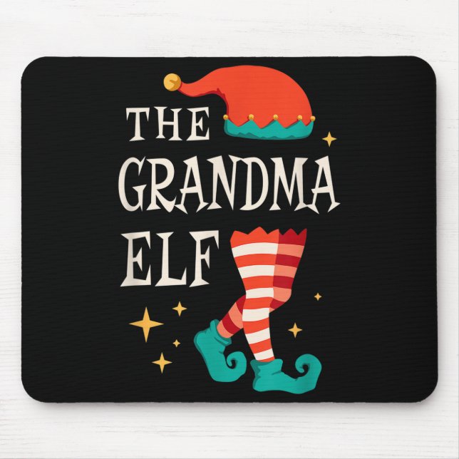 Tapis De Souris Grandma Elf Family Matching Group Christmas Grandm (Devant)