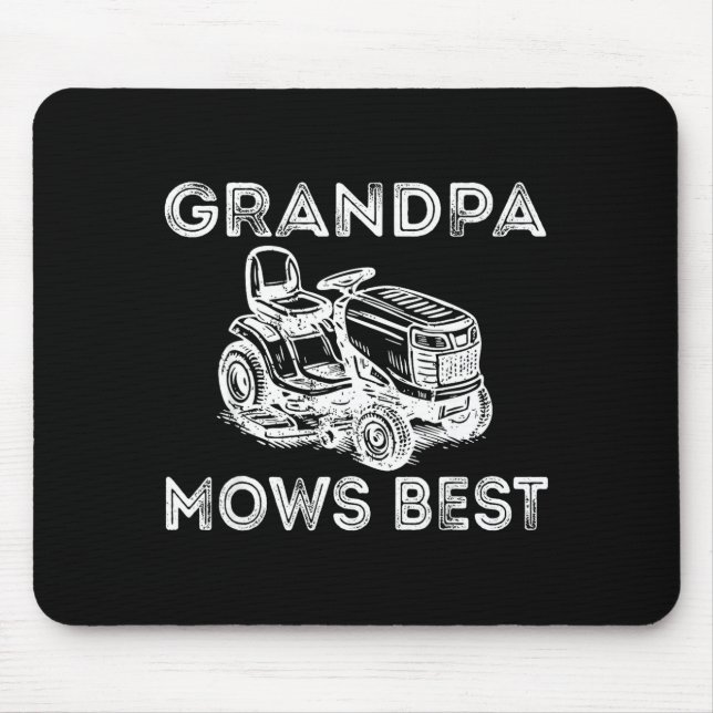Tapis De Souris Grandpa Mows Funny Lawn Mower Father's Day Papa  (Devant)
