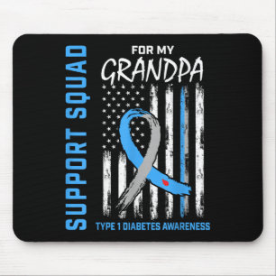 Tapis De Souris Grandpa Type 1 Diabète Chemise Usa Drapeau Support