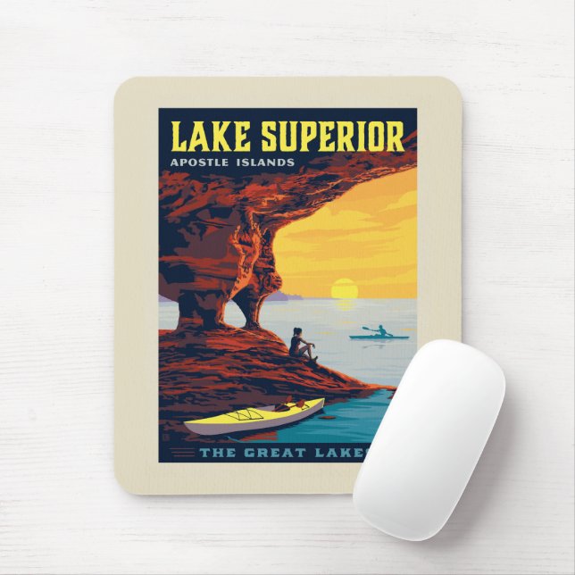 Tapis De Souris Grands Lacs | Lac Supérieur (Avec souris)