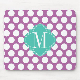 Tapis De Souris Grands points chics de pourpre et de turquoise