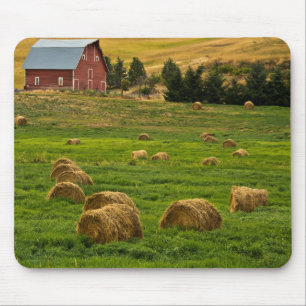 Tapis De Souris Grange rouge, balles de foin, Albion, Région de Pa
