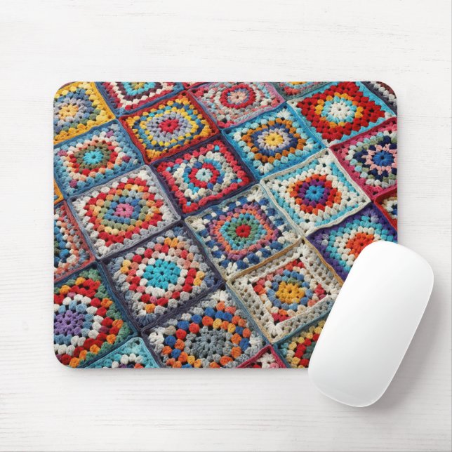 Tapis De Souris Granny Carré Crocheted Quilt (Avec souris)