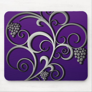 Tapis De Souris Grapevine et raisins violets Art rétro